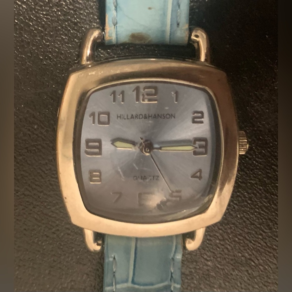 Hillard & Hanson Blue Dial Watch with Light Blue Leather Strap “2000-2010”